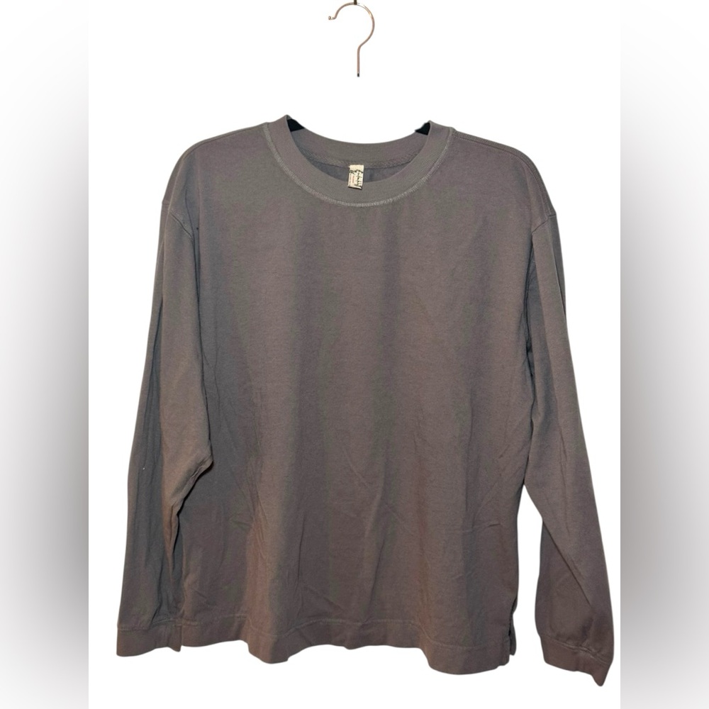 Free People Intimately  Women's‎ Oversized Charcoal Long Sleeve Tee | Sz XS NWOT